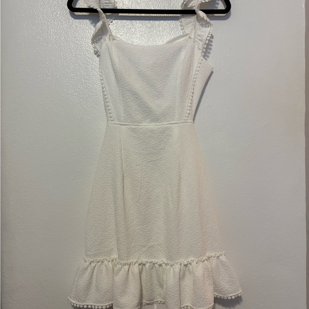 SHEIN White Ruffle Hem Dress